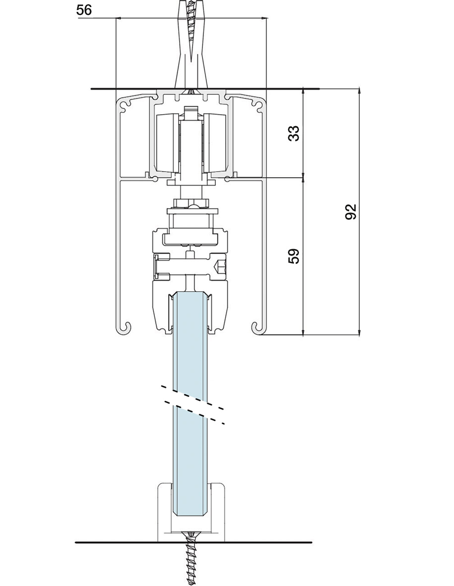 Rail K752 pour Porte Coulissante tout Verre