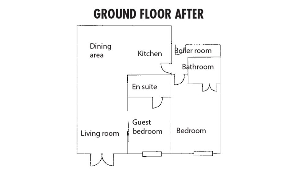 Plan de l'appartement à rénover pour Porte double vantaux pour un espace qui gagne en luminosité