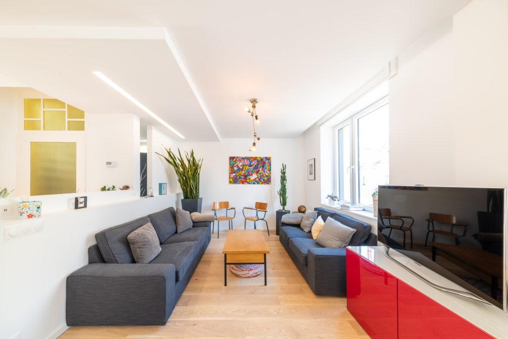 Rénovation d'un maison des année 70 par le cabinet Archimel, séjour