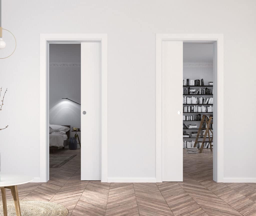Porte coulissante avec deux vantaux opposées pour un gain d'espace dans votre aménagement intérieur