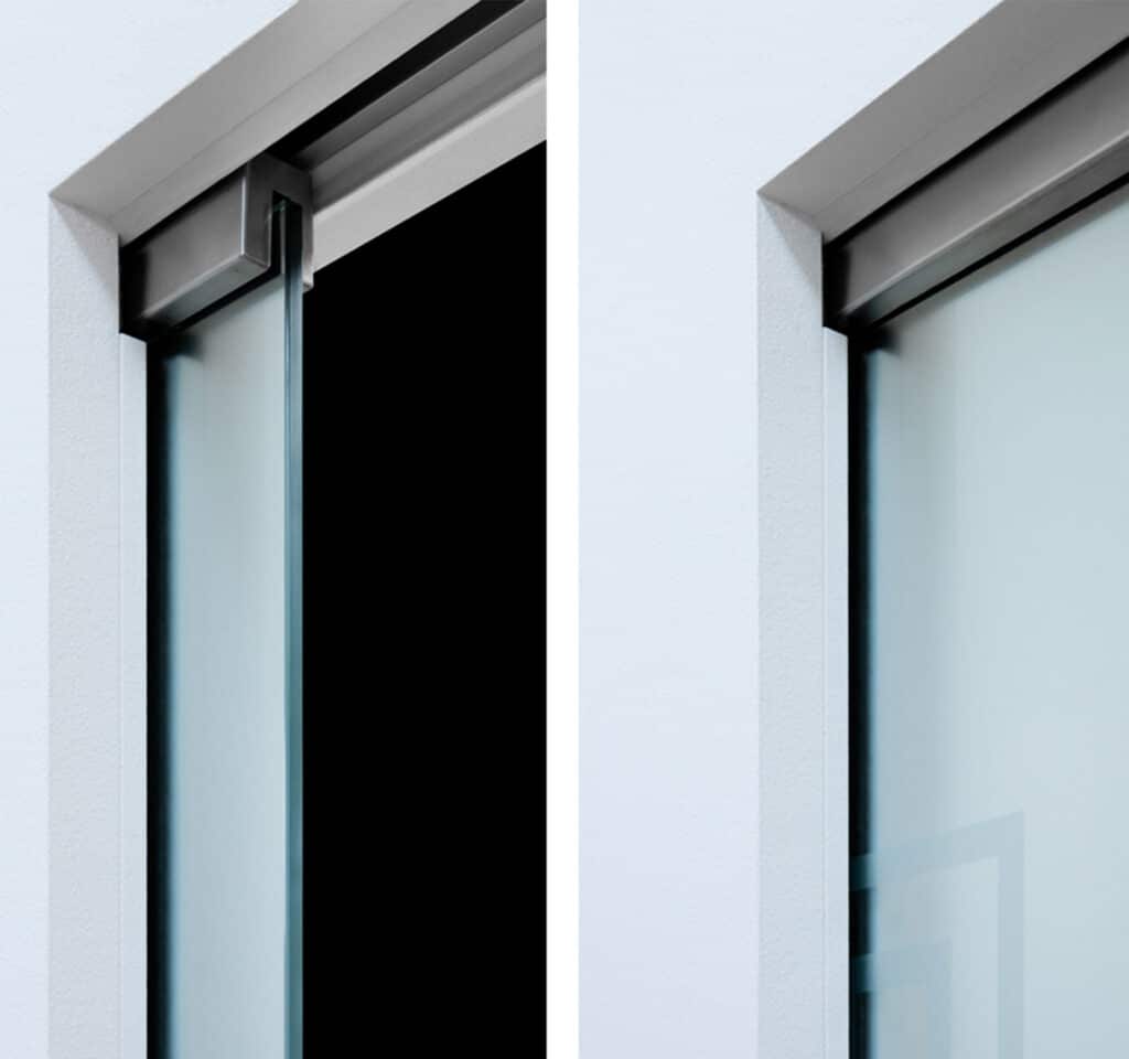 Kit vitro pour porte coulissante invisible ECLISSE et l'installation d'une porte tout verre