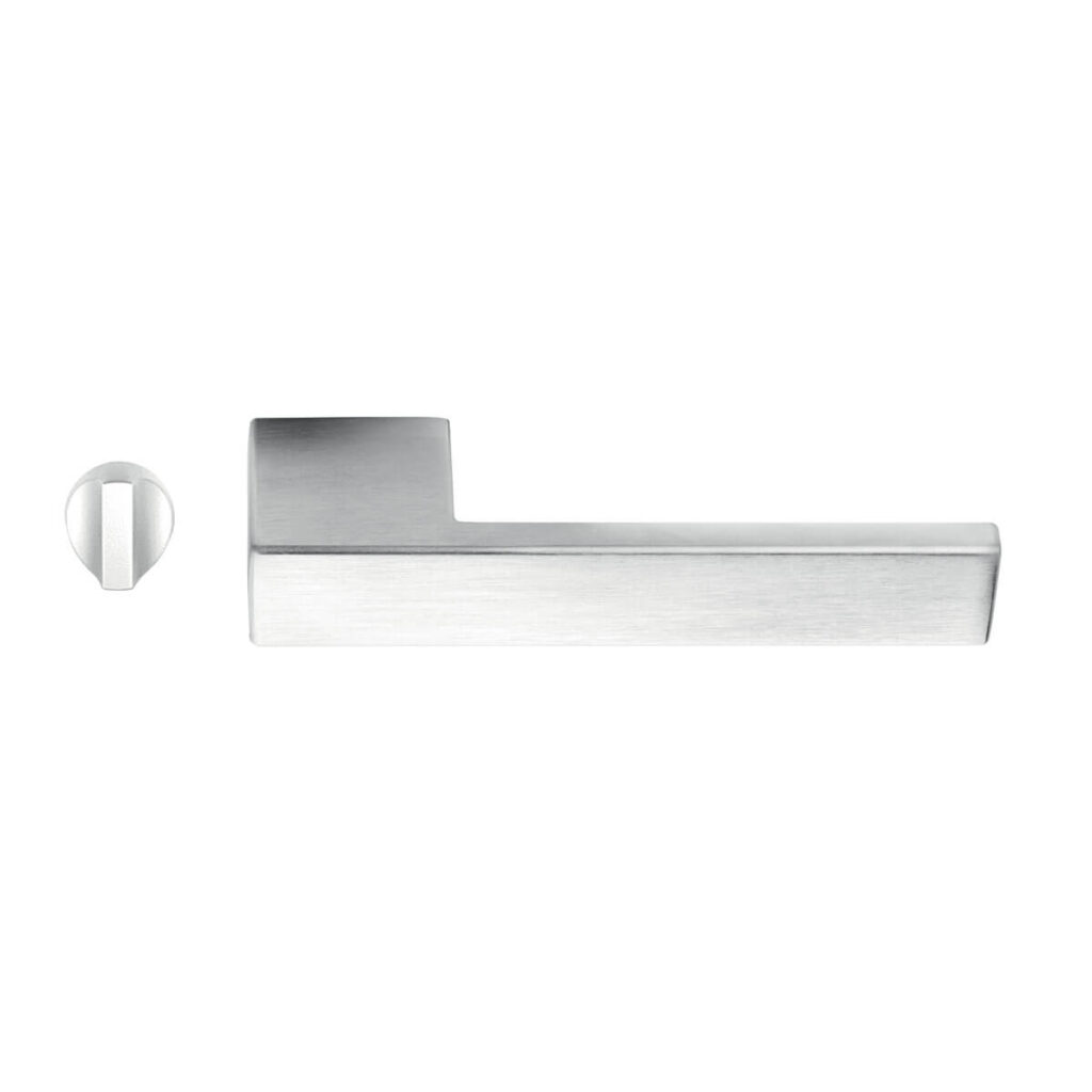 Poignée Zante avec loquet pour portes à fleur de mur en chrome satiné