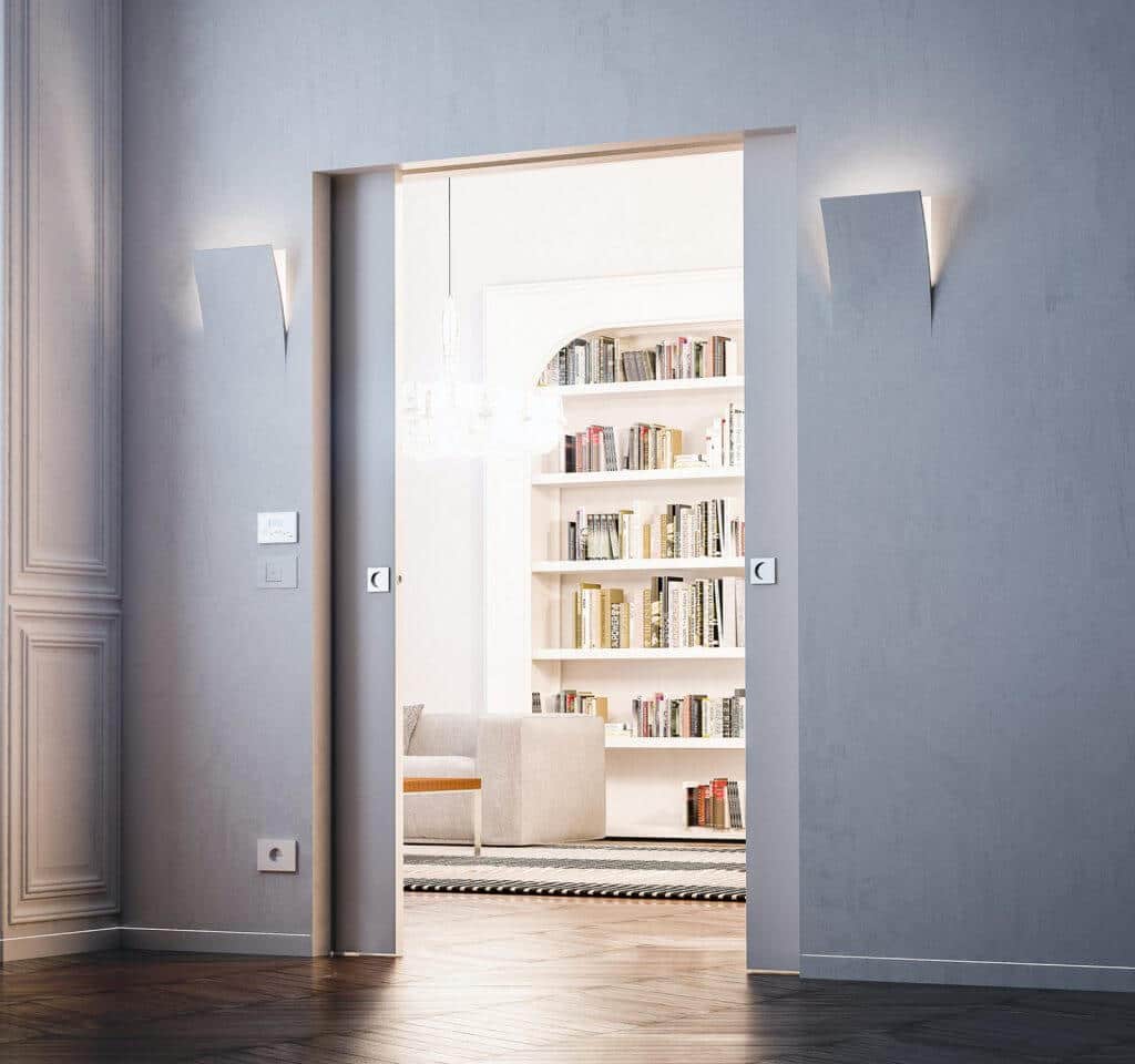 ECLISSE Syntesis Luce double porte lumineuse, châssis pour porte coulissante double avec points lumineux