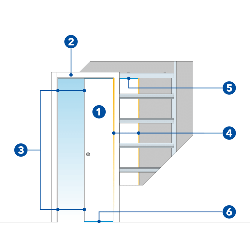 stratigrafia kit fonoisolante per porta a scomparsa ECLISSE con stipiti