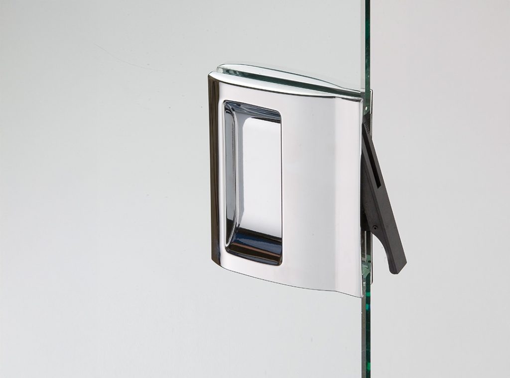 Porte en verre avec tire-doigt ou non pour dissimuler la porte coulissante