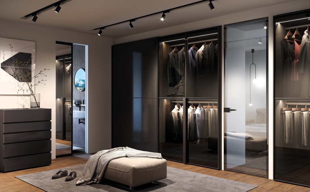 Dressing avec Collection Syntesis porte verre et aluminium