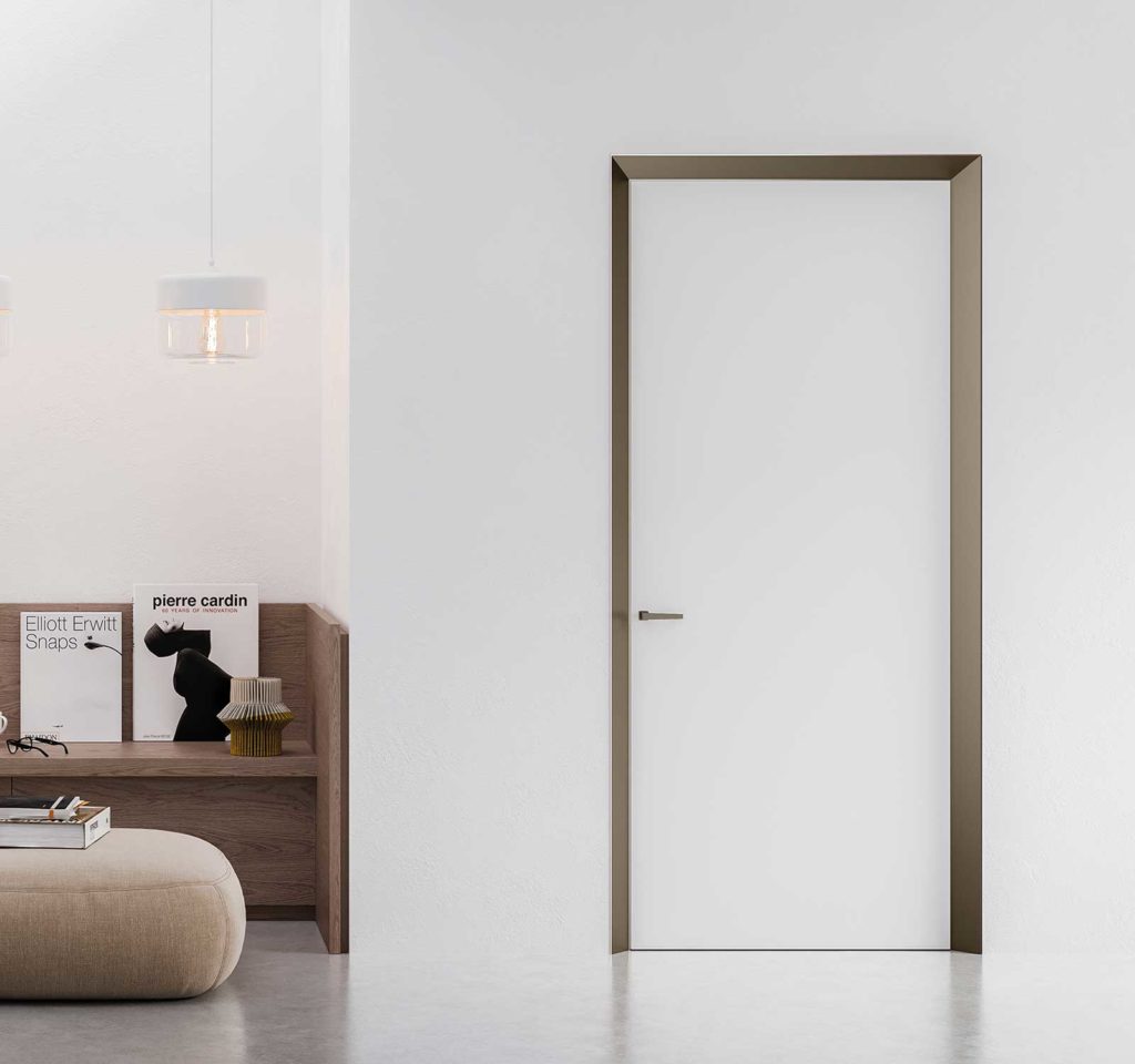 ECLISSE 40, porte battante affleurante et architecturale, porte moderne et design en bois