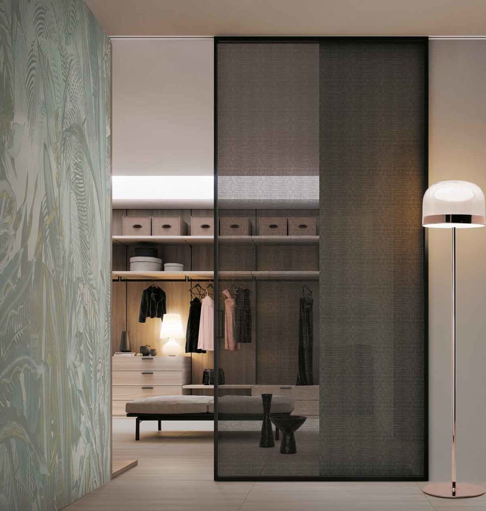 Rail au plafond porte coulissante bora verre et aluminium ECLISSE