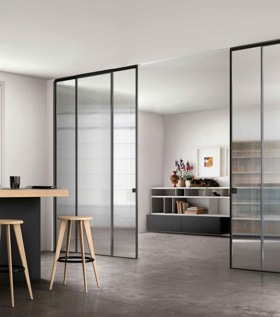 rail en applique ou plafond Bora ECLISSE porte coulissante verre et aluminium