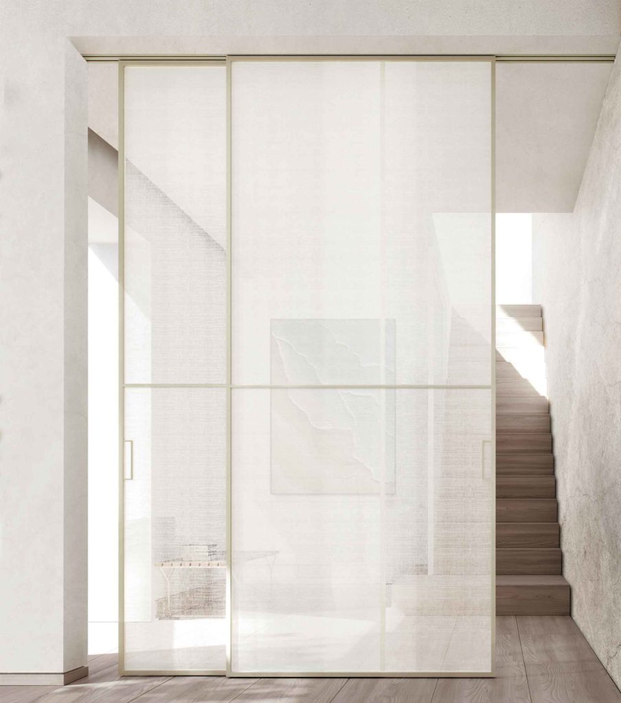 rail en applique ou plafond Bora ECLISSE porte coulissante verre et aluminium