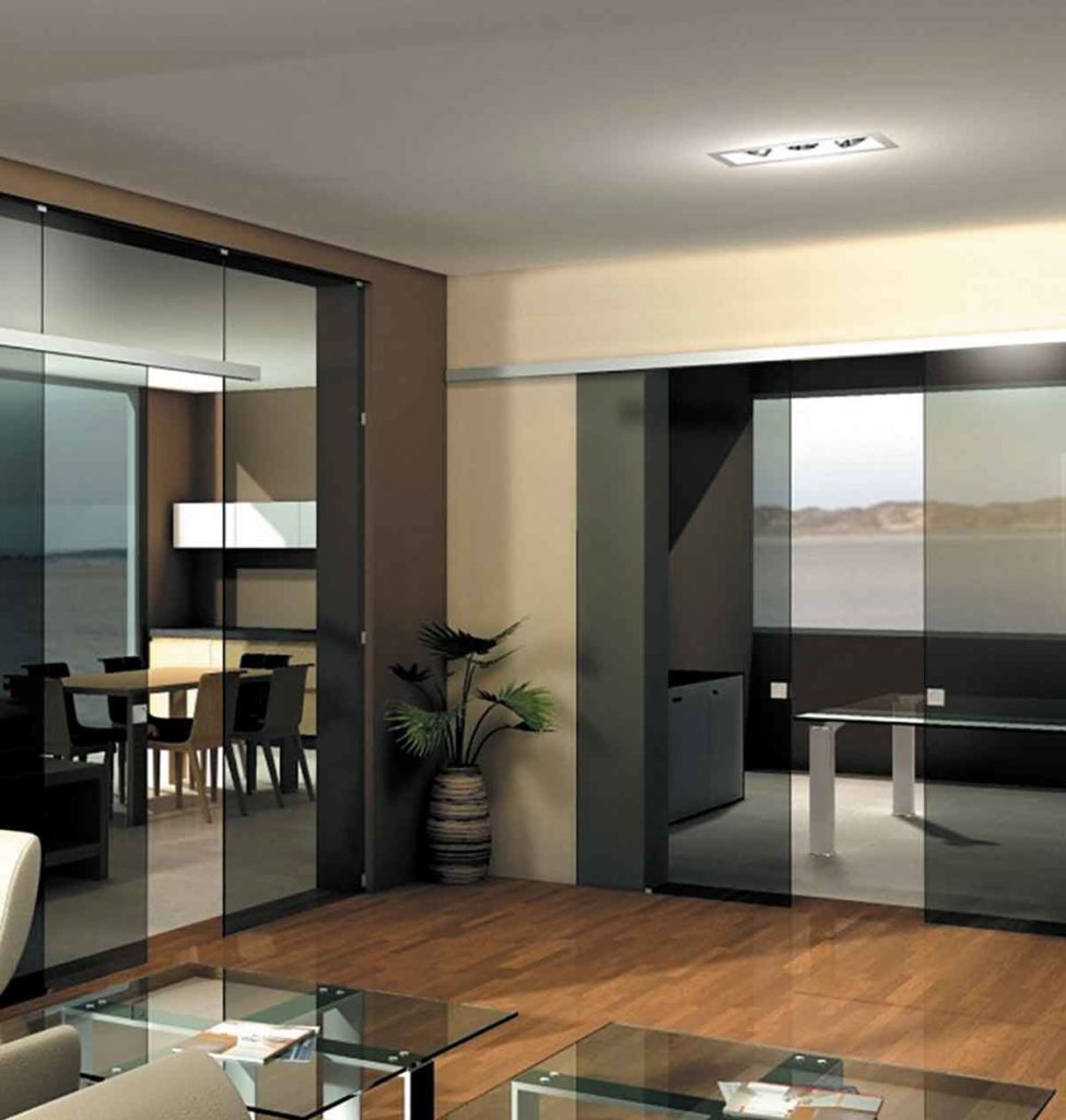 Rail en applique murale ou au plafond K754 porte tout verre