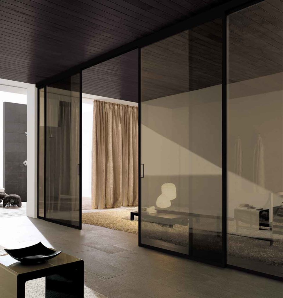 rail en applique BORA mural ou plafond pour porte coulissante verre et aluminium