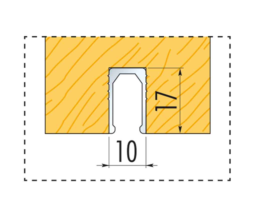 Rainure d'une porte coulissante avec profil Security