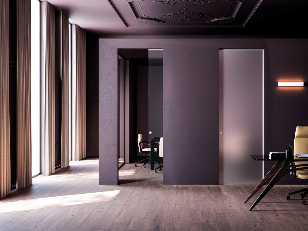 Syntesis Line porte coulissante invisible nouveaux profils enduits