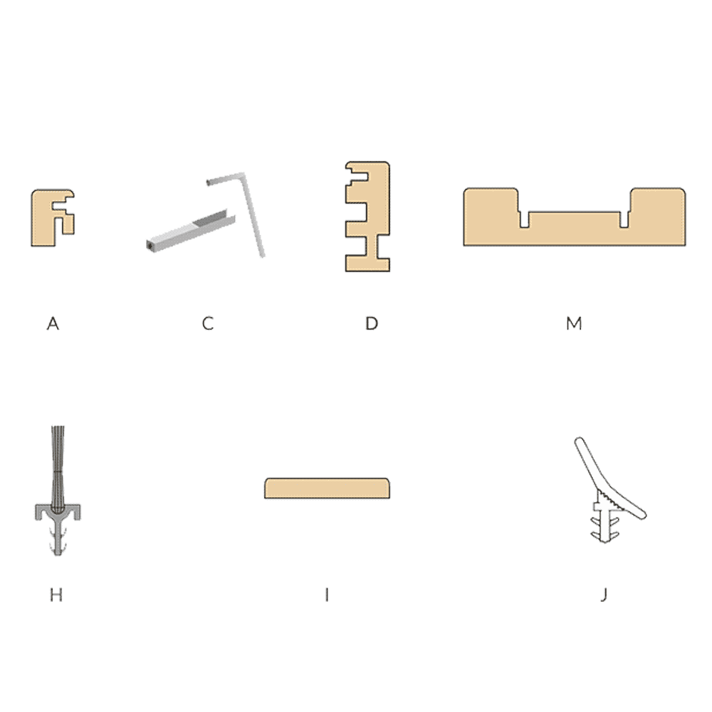Composants habillage Classic ECLISSE pour porte coulissante bois 40 mm