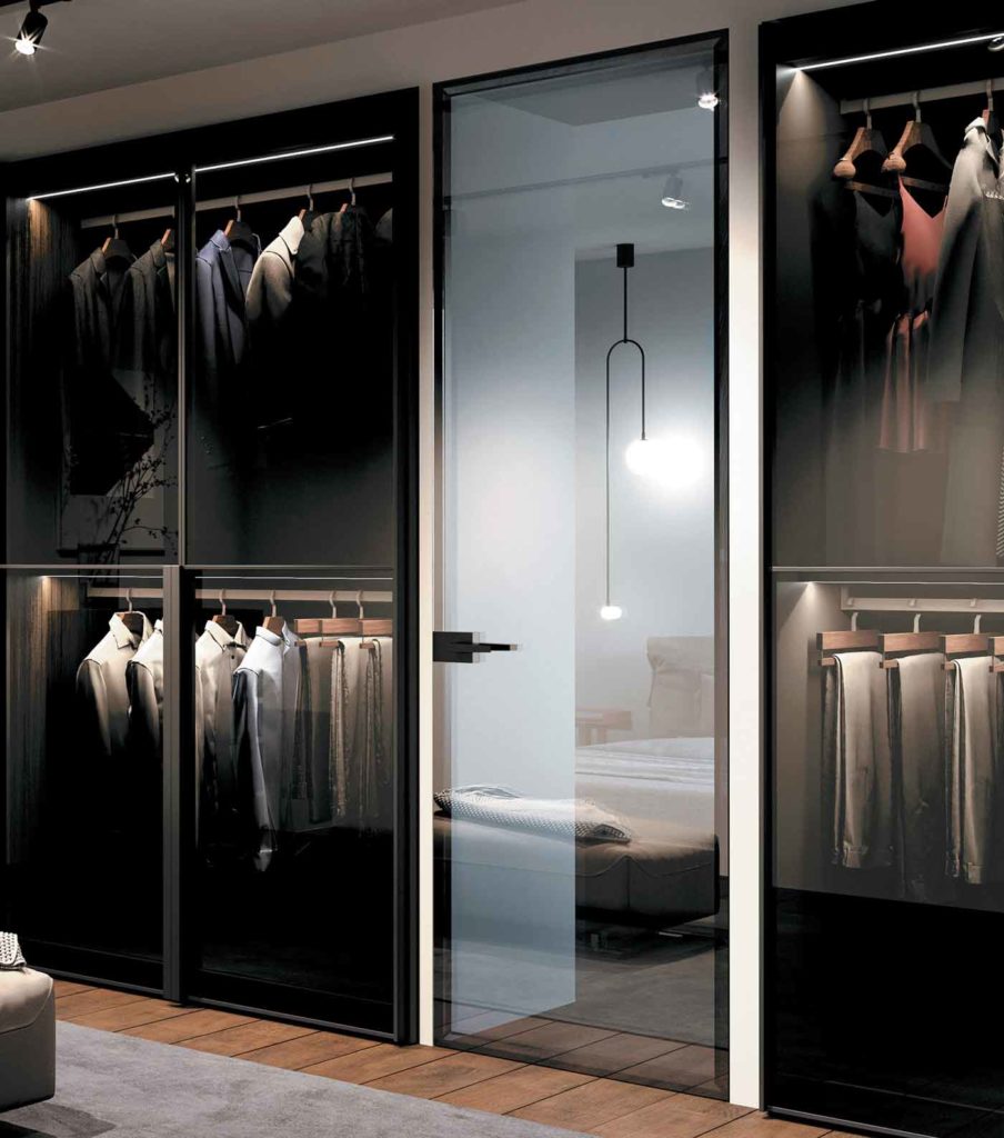 Porte verre et aluminium Syntesis battant ECLISSE