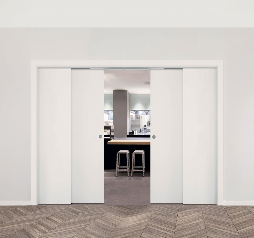 Porte télescopique Extension avec châssis ECLISSE Porte double télescopique version plaques de plâtre