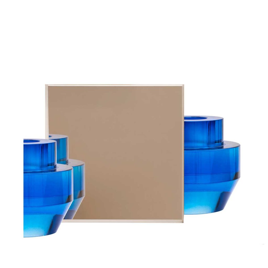 Finition porte verre et aluminium, verre miroir bronze