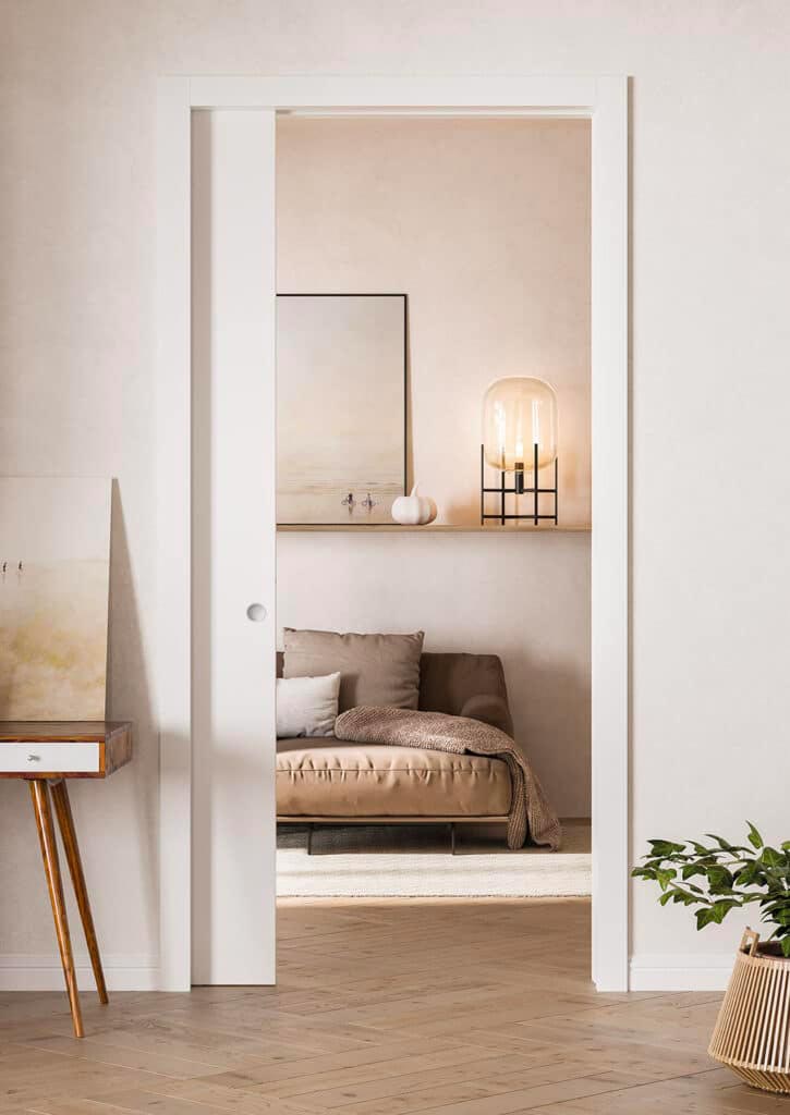 Unique, porte coulissante avec habillage de la gamme Classiques ECLISSE