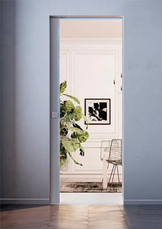 Porte coulissante invisible Syntesis Line ECLISSE France sans habillage