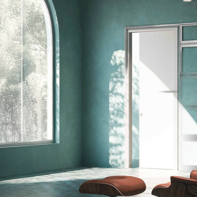 Porte coulissante Unique ECLISSE avec châssis apparent