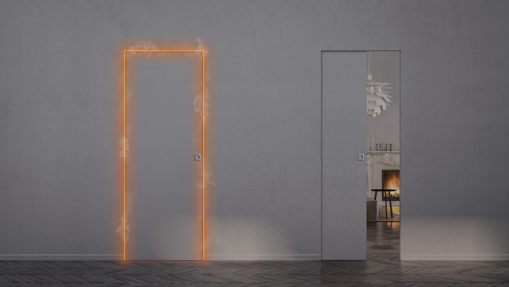 Porte coulissante coupe-feu EI30 sans habillage Syntesis Line invisible