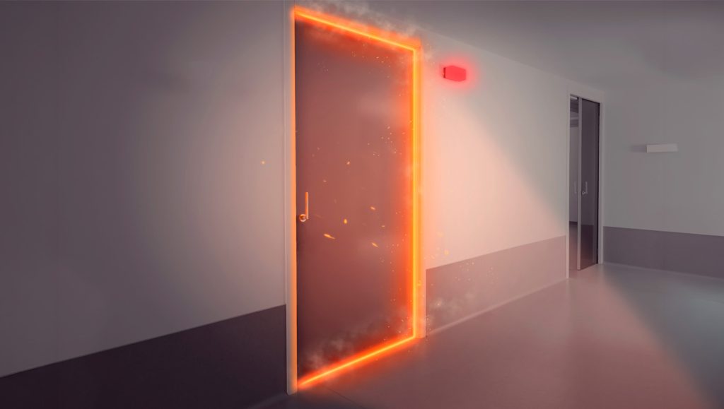 Porte coulissante coupe-feu EI30 à galandage Unique pour cloison intérieure