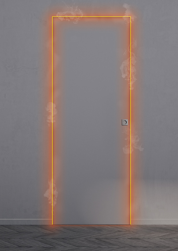 Porte coupe feu coulissante à galandage EI30